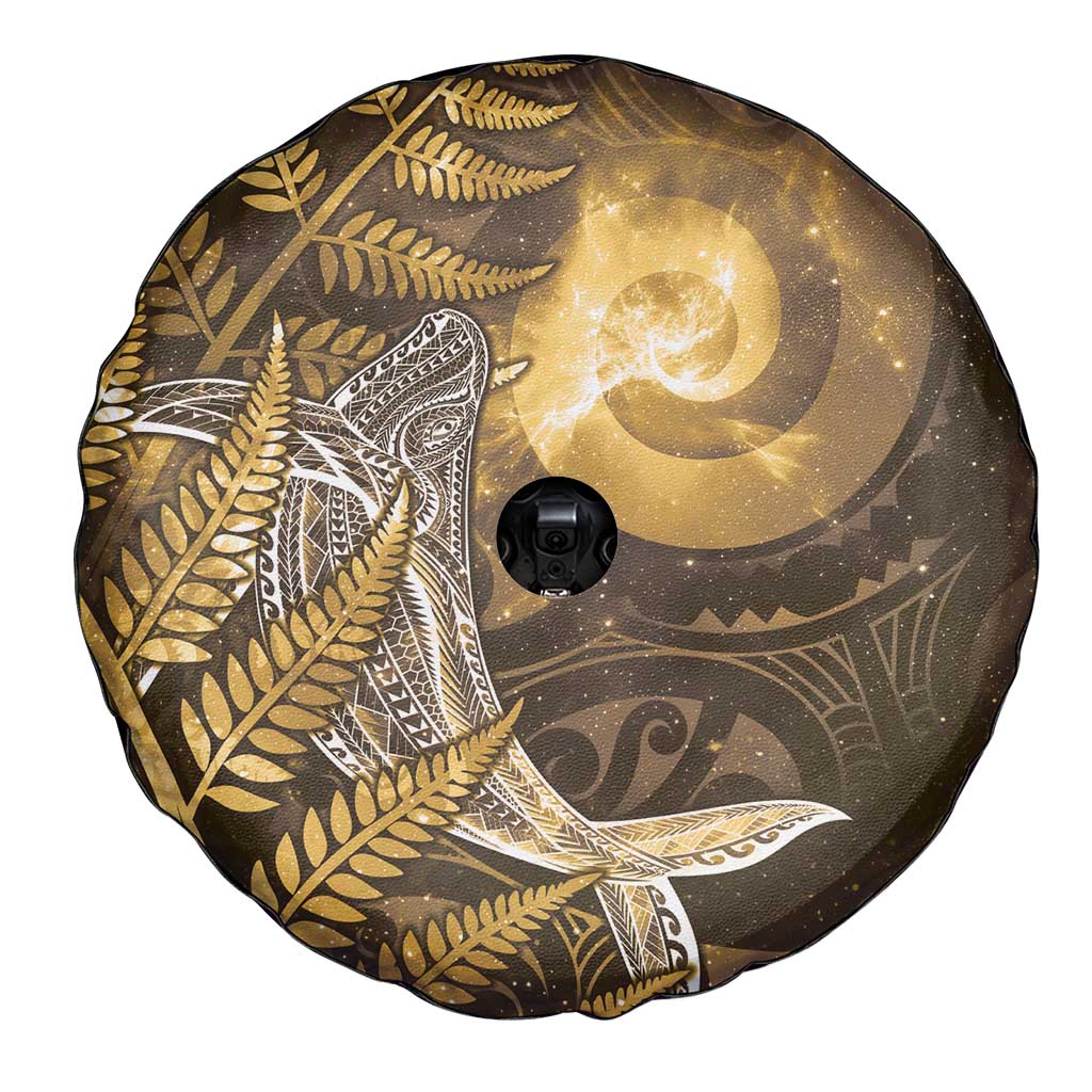 New Zealand Matariki Spare Tire Cover Maori Koru With Humpback Whale Gold LT05 - Polynesian Pride