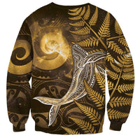 New Zealand Matariki Sweatshirt Maori Koru With Humpback Whale Gold