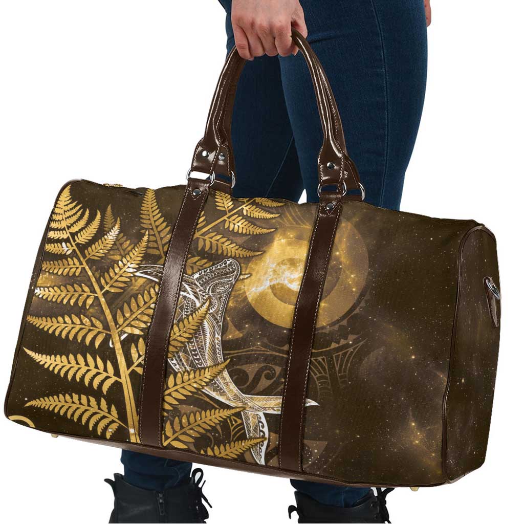 New Zealand Matariki Travel Bag Maori Koru With Humpback Whale Gold LT05 - Polynesian Pride