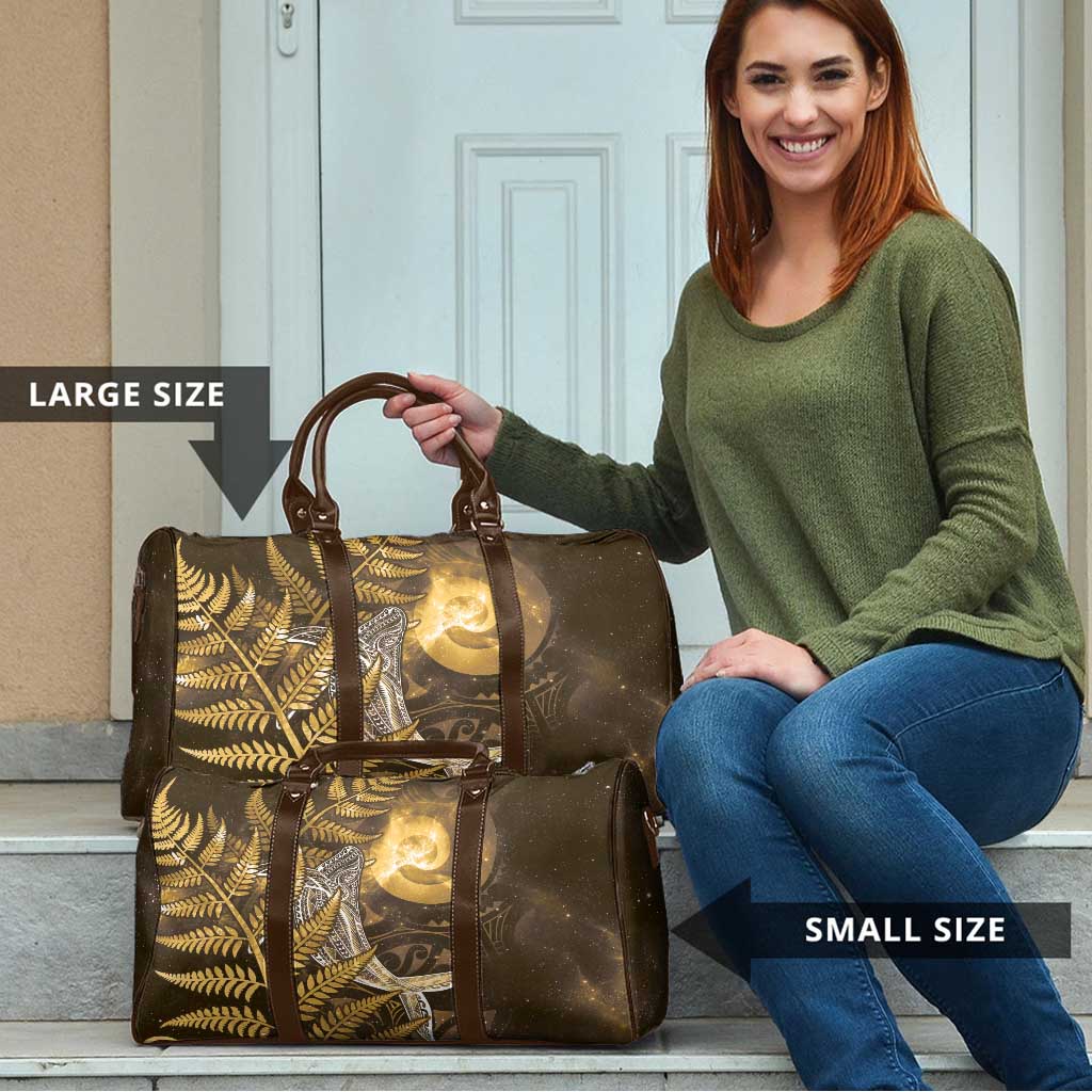 New Zealand Matariki Travel Bag Maori Koru With Humpback Whale Gold LT05 - Polynesian Pride