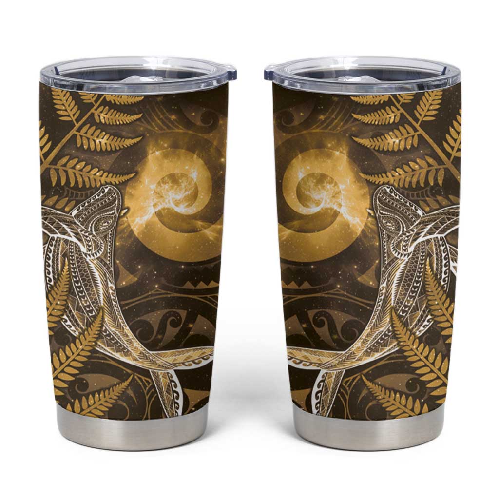 New Zealand Matariki Tumbler Cup Maori Koru With Humpback Whale Gold LT05 Gold - Polynesian Pride