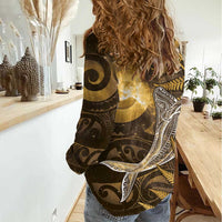 New Zealand Matariki Women Casual Shirt Maori Koru With Humpback Whale Gold LT05 - Polynesian Pride