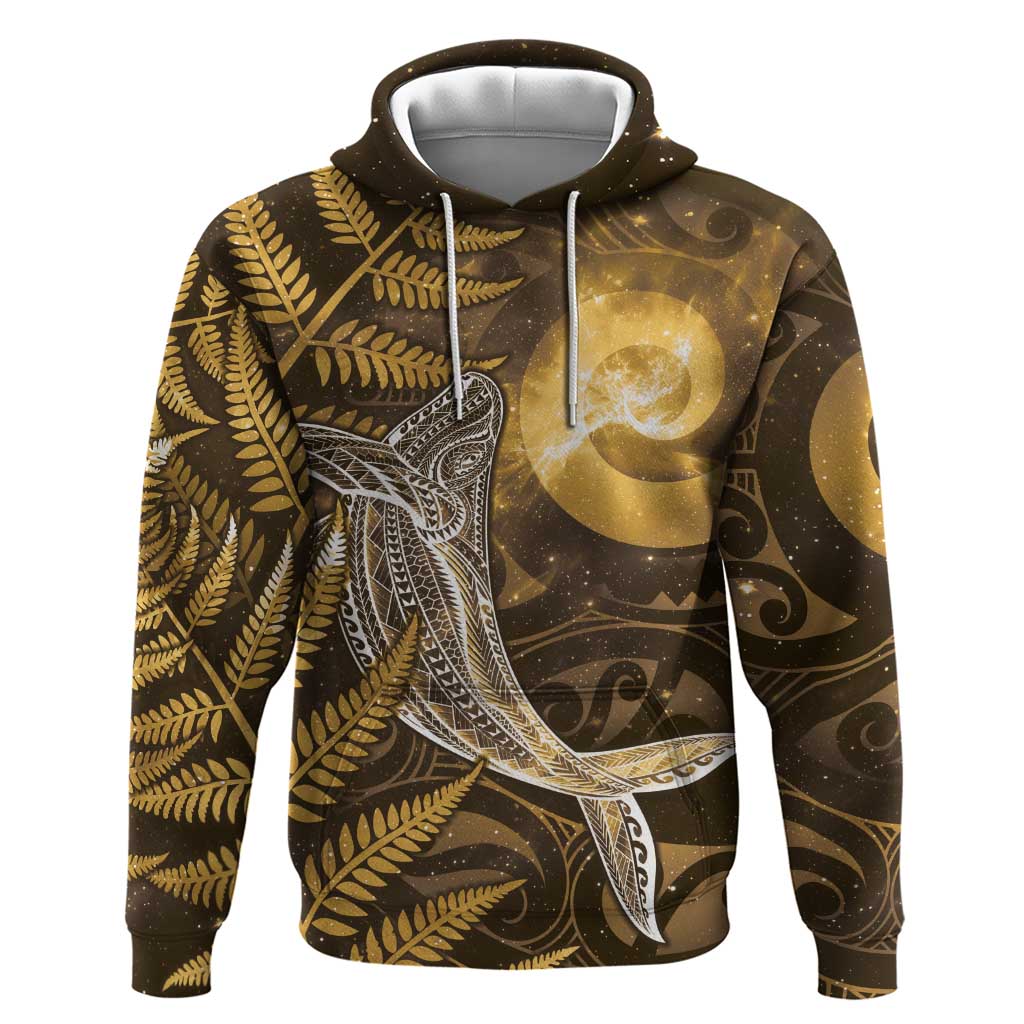 New Zealand Matariki Zip Hoodie Maori Koru With Humpback Whale Gold LT05 Pullover Hoodie Gold - Polynesian Pride
