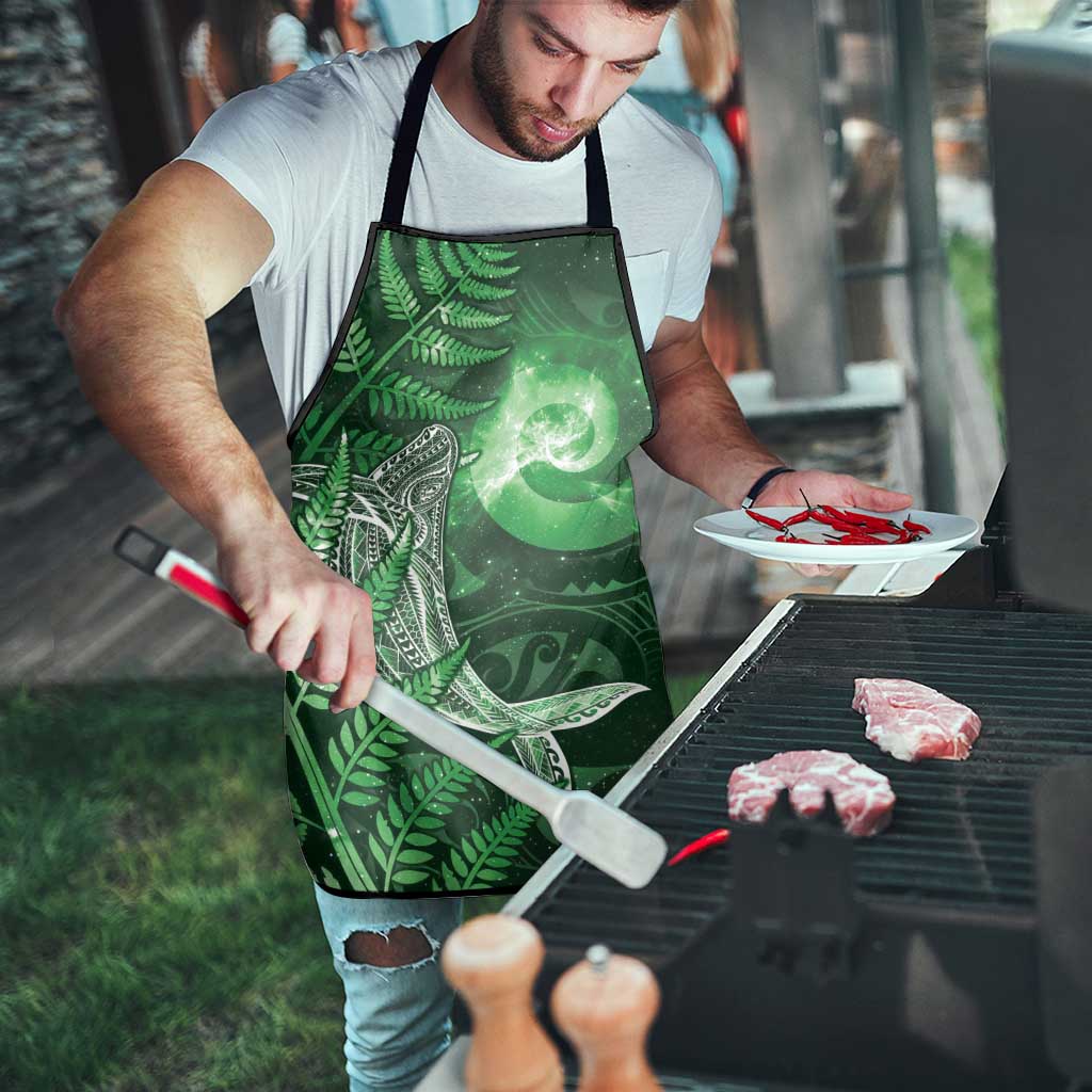 New Zealand Matariki Apron Maori Koru With Humpback Whale Green
