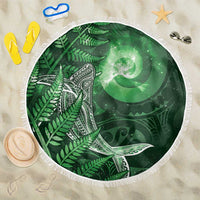 New Zealand Matariki Beach Blanket Maori Koru With Humpback Whale Green LT05 One Size 150cm Green - Polynesian Pride
