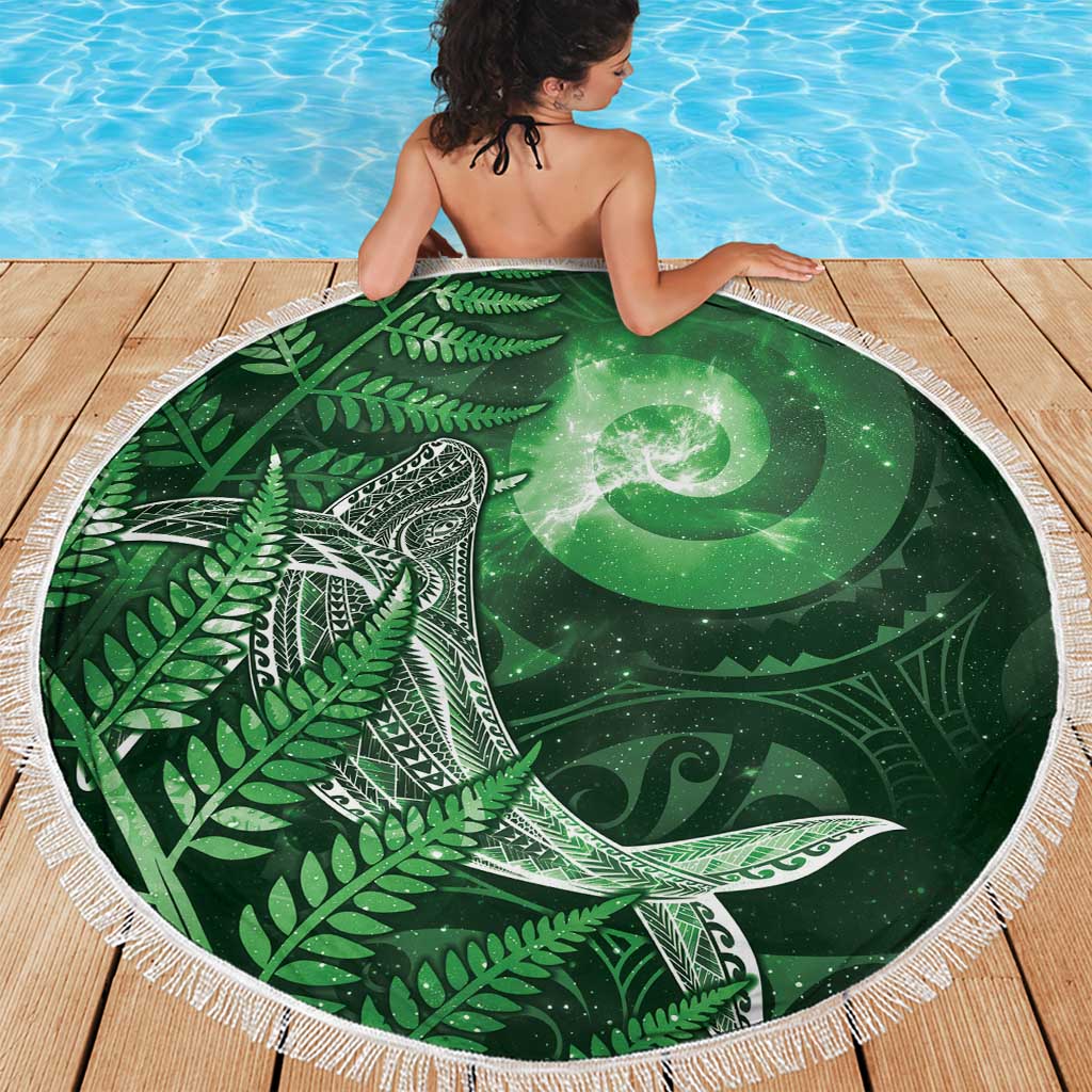 New Zealand Matariki Beach Blanket Maori Koru With Humpback Whale Green LT05 - Polynesian Pride