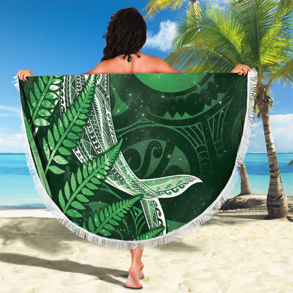 New Zealand Matariki Beach Blanket Maori Koru With Humpback Whale Green LT05 - Polynesian Pride