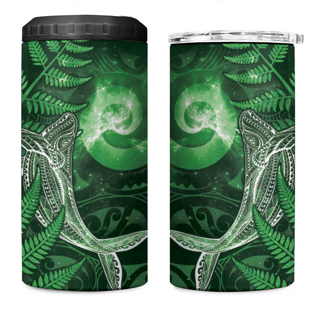 New Zealand Matariki 4 in 1 Can Cooler Tumbler Maori Koru With Humpback Whale Green