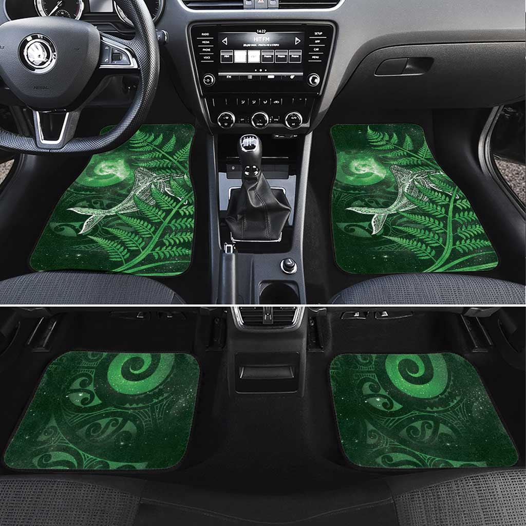 New Zealand Matariki Car Mats Maori Koru With Humpback Whale Green LT05 Set 4pcs Green - Polynesian Pride