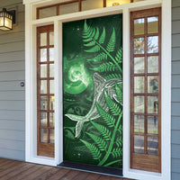 New Zealand Matariki Door Cover Maori Koru With Humpback Whale Green