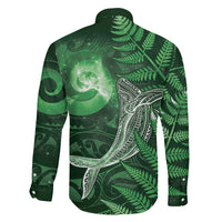 New Zealand Matariki Family Matching Off Shoulder Maxi Dress and Hawaiian Shirt Maori Koru With Humpback Whale Green LT05 - Polynesian Pride