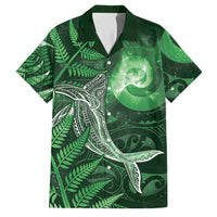 New Zealand Matariki Family Matching Off Shoulder Short Dress and Hawaiian Shirt Maori Koru With Humpback Whale Green LT05 Dad's Shirt - Short Sleeve Green - Polynesian Pride