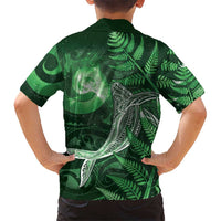 New Zealand Matariki Family Matching Short Sleeve Bodycon Dress and Hawaiian Shirt Maori Koru With Humpback Whale Green LT05 - Polynesian Pride