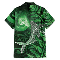 New Zealand Matariki Family Matching Short Sleeve Bodycon Dress and Hawaiian Shirt Maori Koru With Humpback Whale Green LT05 - Polynesian Pride