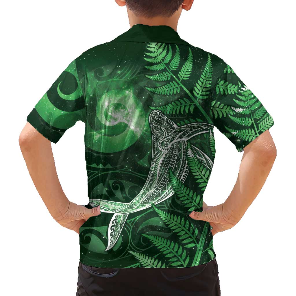 New Zealand Matariki Family Matching Summer Maxi Dress and Hawaiian Shirt Maori Koru With Humpback Whale Green LT05 - Polynesian Pride