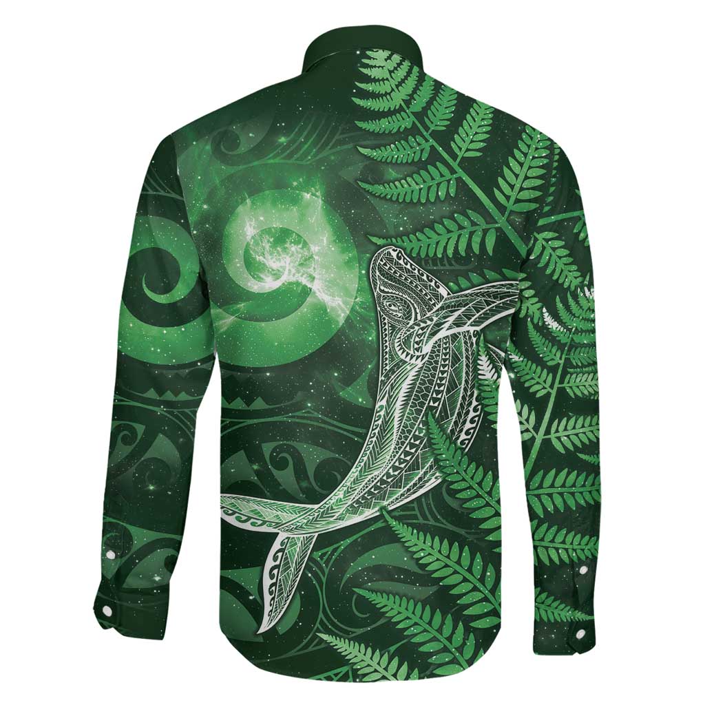 New Zealand Matariki Family Matching Tank Maxi Dress and Hawaiian Shirt Maori Koru With Humpback Whale Green LT05 - Polynesian Pride