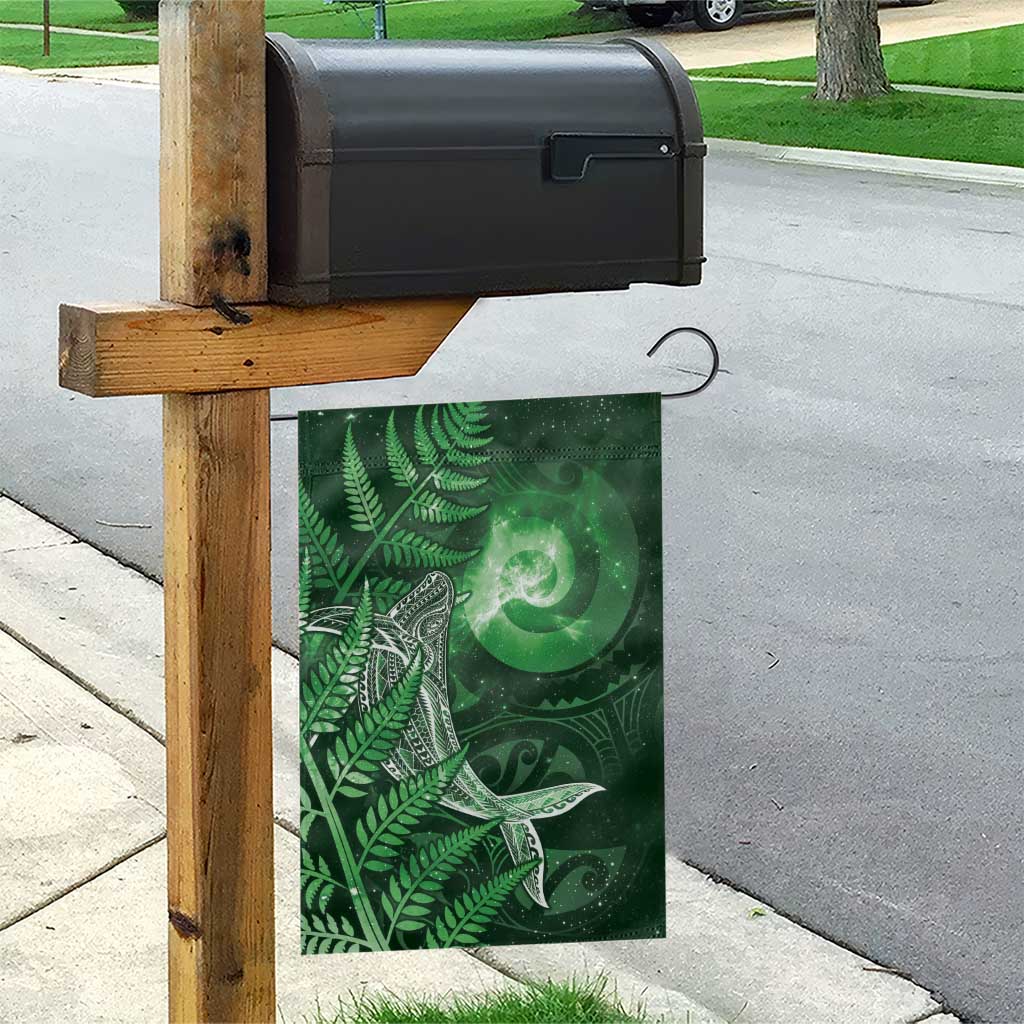 New Zealand Matariki Garden Flag Maori Koru With Humpback Whale Green