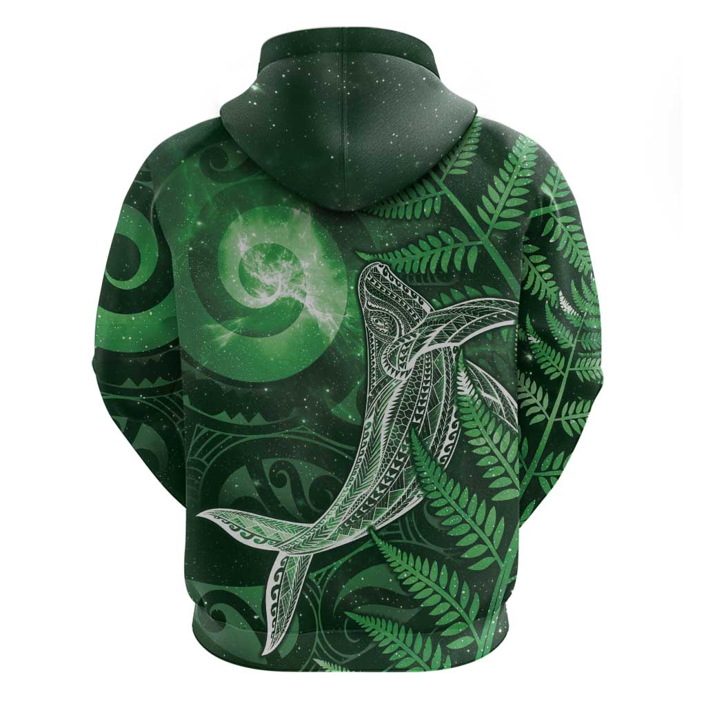 New Zealand Matariki Hoodie Maori Koru With Humpback Whale Green LT05 - Polynesian Pride