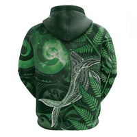 New Zealand Matariki Hoodie Maori Koru With Humpback Whale Green LT05 - Polynesian Pride
