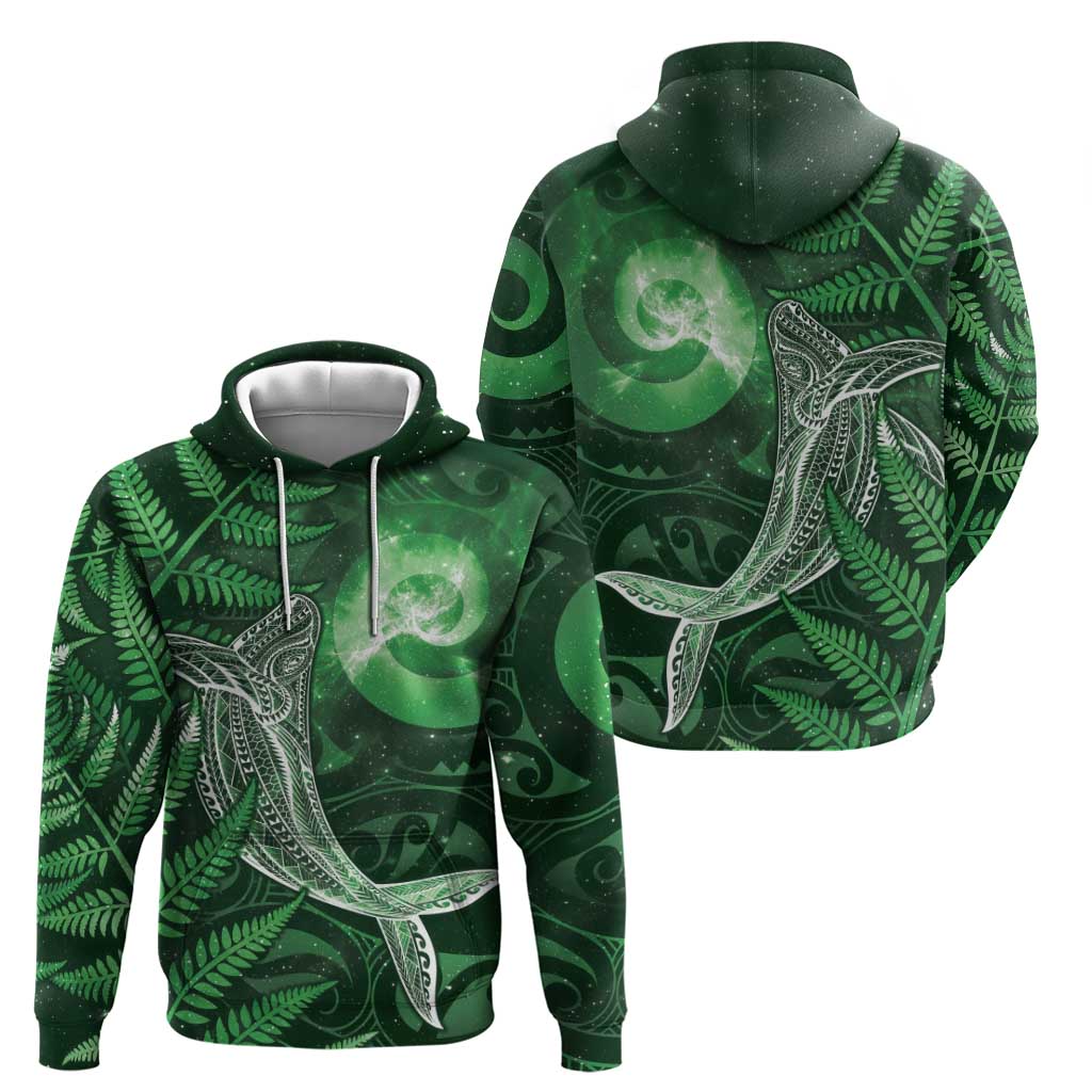 New Zealand Matariki Hoodie Maori Koru With Humpback Whale Green LT05 - Polynesian Pride