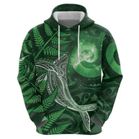 New Zealand Matariki Hoodie Maori Koru With Humpback Whale Green LT05 - Polynesian Pride