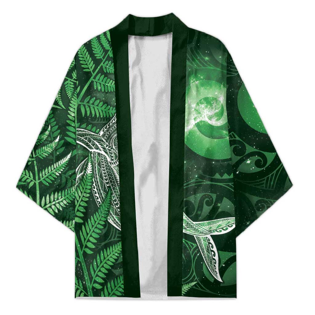 New Zealand Matariki Kimono Maori Koru With Humpback Whale Green