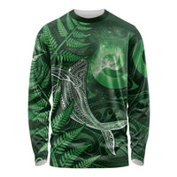 New Zealand Matariki Long Sleeve Shirt Maori Koru With Humpback Whale Green LT05 Unisex Green - Polynesian Pride