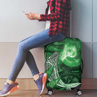 New Zealand Matariki Luggage Cover Maori Koru With Humpback Whale Green