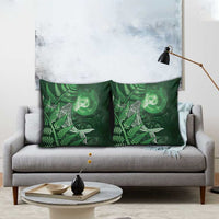 New Zealand Matariki Pillow Cover Maori Koru With Humpback Whale Green