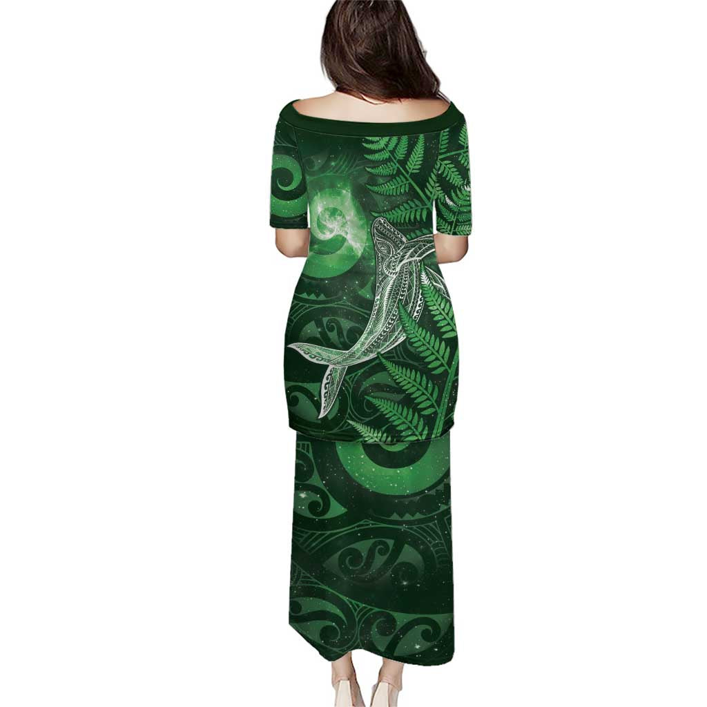 New Zealand Matariki Puletasi Maori Koru With Humpback Whale Green