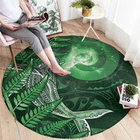 New Zealand Matariki Round Carpet Maori Koru With Humpback Whale Green LT05 - Polynesian Pride