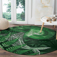New Zealand Matariki Round Carpet Maori Koru With Humpback Whale Green LT05 - Polynesian Pride