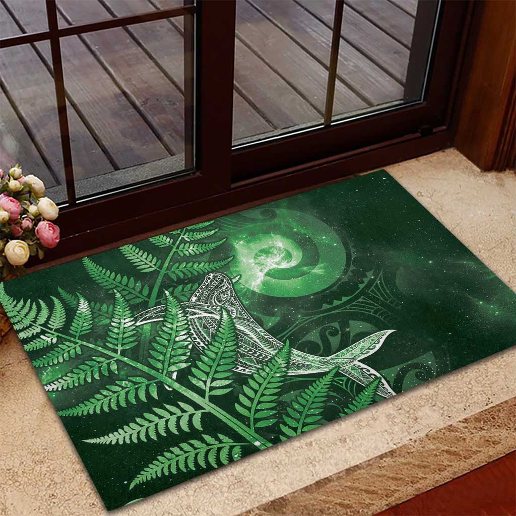 New Zealand Matariki Rubber Doormat Maori Koru With Humpback Whale Green