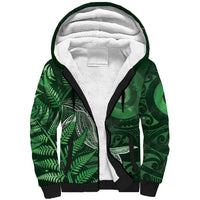 New Zealand Matariki Sherpa Hoodie Maori Koru With Humpback Whale Green LT05 Unisex Green - Polynesian Pride