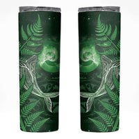 New Zealand Matariki Skinny Tumbler Maori Koru With Humpback Whale Green LT05 Green - Polynesian Pride