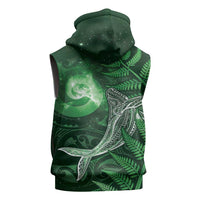 New Zealand Matariki Sleeveless Zip Hoodie Maori Koru With Humpback Whale Green LT05 - Polynesian Pride