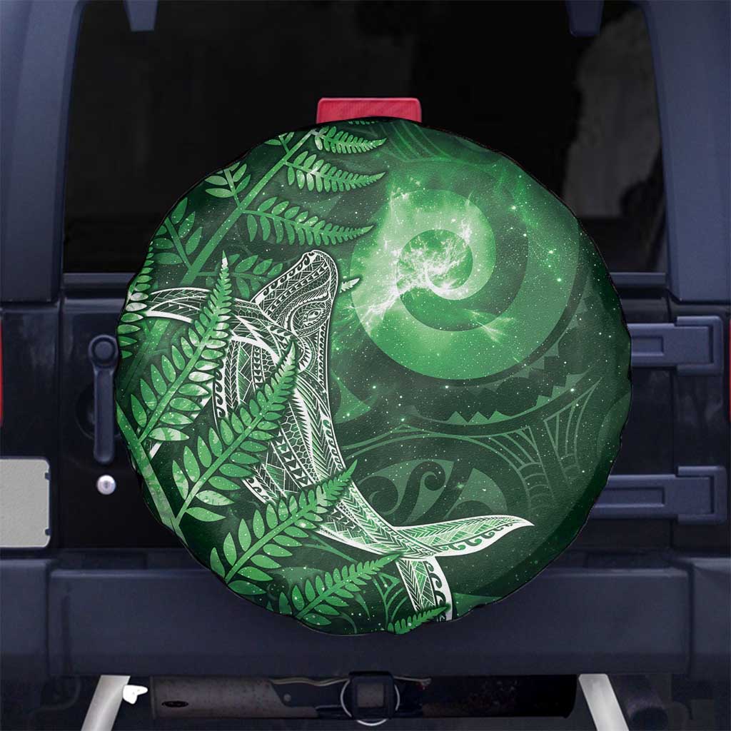 New Zealand Matariki Spare Tire Cover Maori Koru With Humpback Whale Green LT05 No hole Green - Polynesian Pride