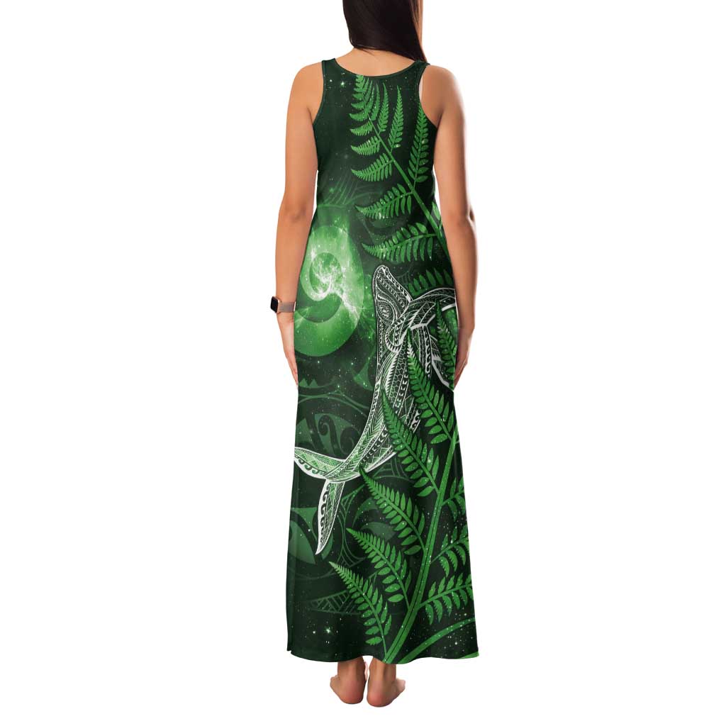 New Zealand Matariki Tank Maxi Dress Maori Koru With Humpback Whale Green LT05 - Polynesian Pride