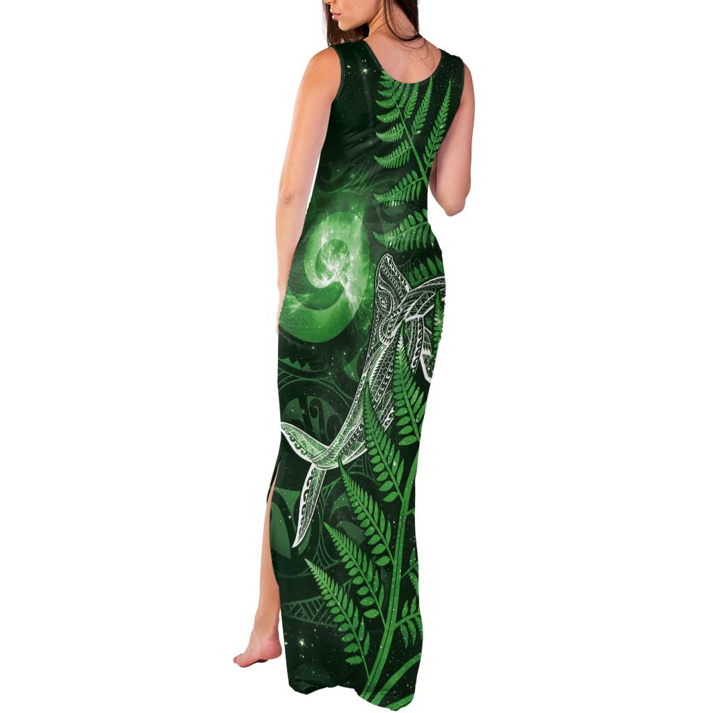 New Zealand Matariki Tank Maxi Dress Maori Koru With Humpback Whale Green LT05 - Polynesian Pride