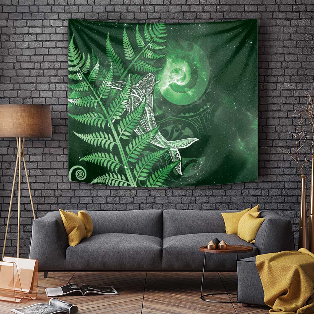 New Zealand Matariki Tapestry Maori Koru With Humpback Whale Green LT05 Green - Polynesian Pride