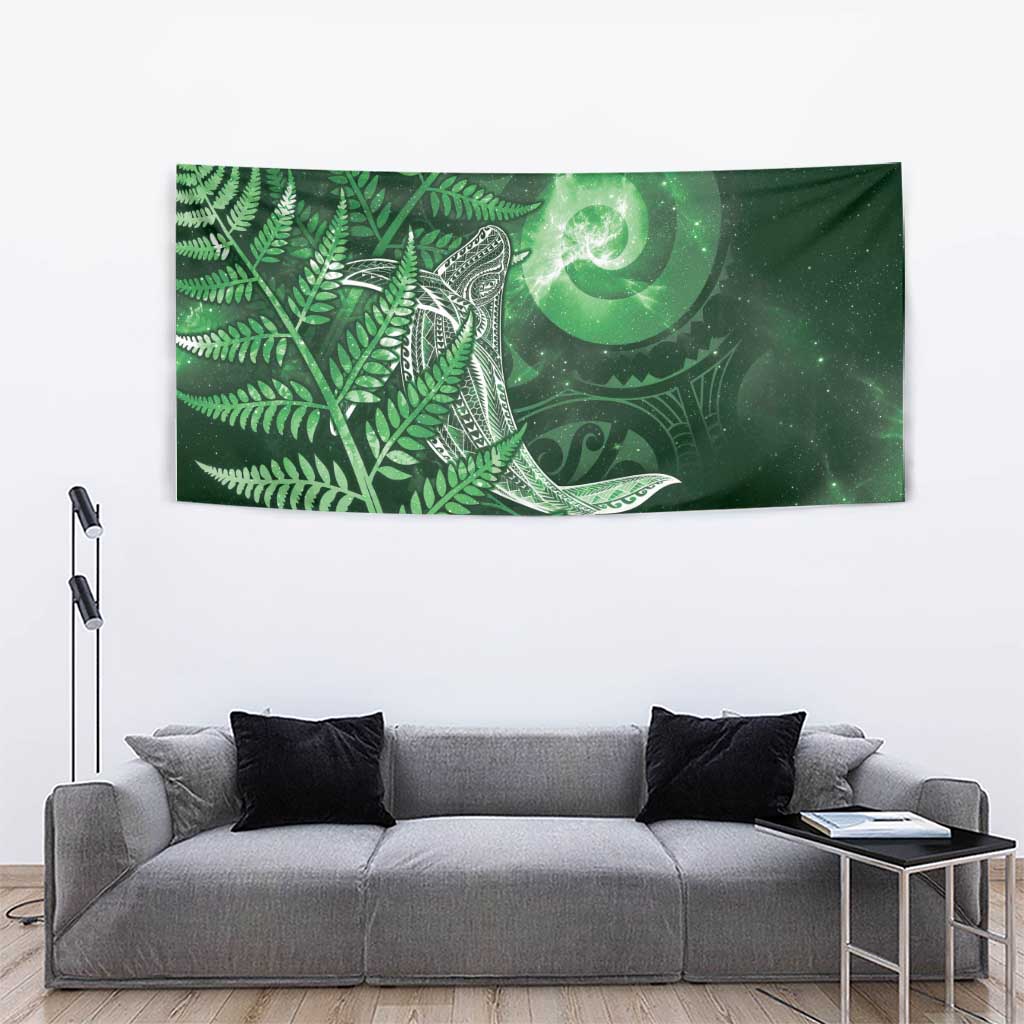 New Zealand Matariki Tapestry Maori Koru With Humpback Whale Green LT05 - Polynesian Pride