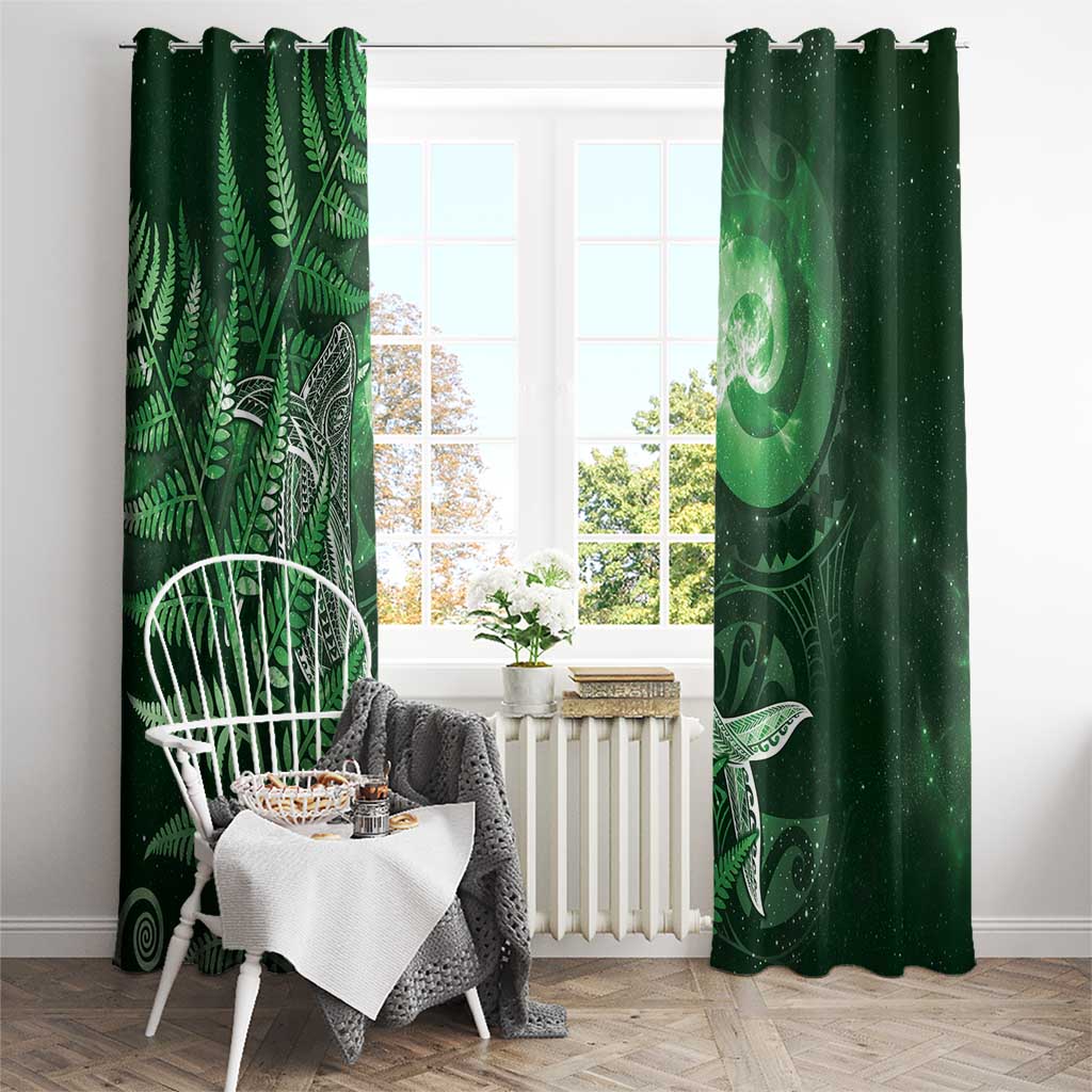 New Zealand Matariki Window Curtain Maori Koru With Humpback Whale Green