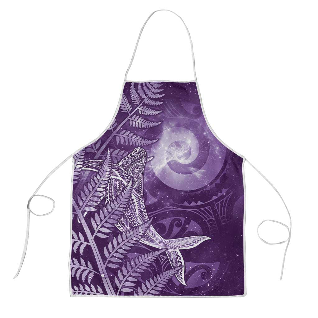 New Zealand Matariki Apron Maori Koru With Humpback Whale Purple LT05 Purple - Polynesian Pride