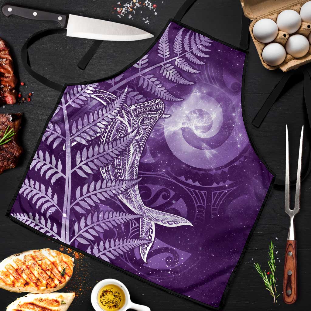 New Zealand Matariki Apron Maori Koru With Humpback Whale Purple LT05 Purple - Polynesian Pride