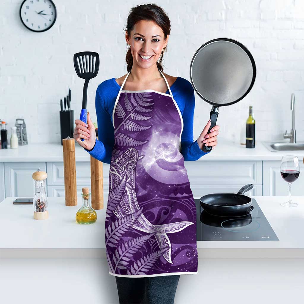 New Zealand Matariki Apron Maori Koru With Humpback Whale Purple LT05 - Polynesian Pride