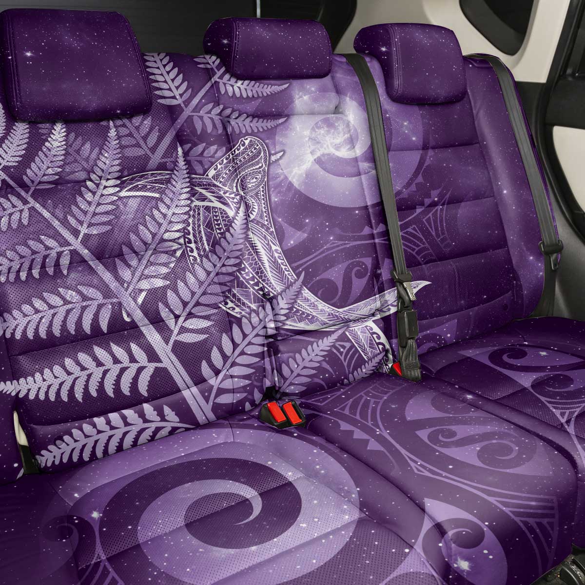 New Zealand Matariki Back Car Seat Cover Maori Koru With Humpback Whale Purple LT05 - Polynesian Pride