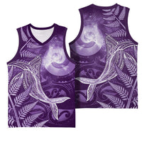New Zealand Matariki Basketball Jersey Maori Koru With Humpback Whale Purple LT05 - Polynesian Pride