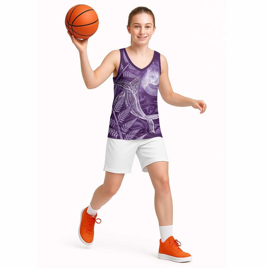 New Zealand Matariki Basketball Jersey Maori Koru With Humpback Whale Purple LT05 - Polynesian Pride