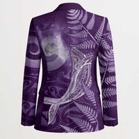 New Zealand Matariki Blazer Maori Koru With Humpback Whale Purple