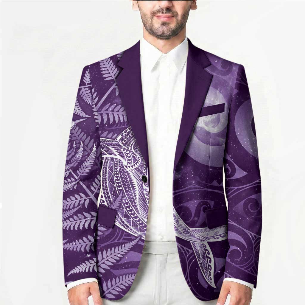 New Zealand Matariki Blazer Maori Koru With Humpback Whale Purple